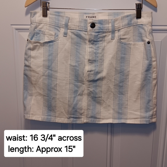 FRAME Le Mini Skirt Striped Blue Sz 31 - Picture 4 of 7
